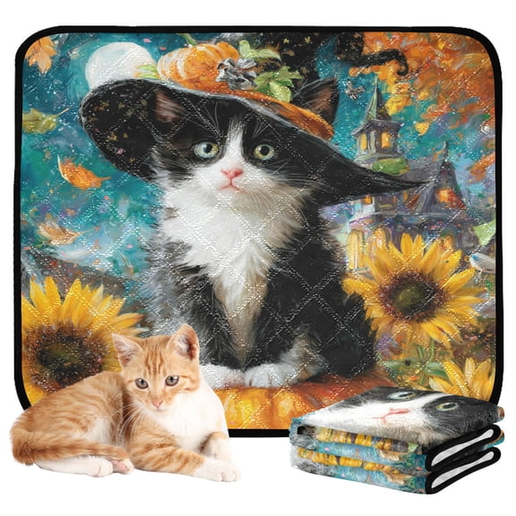 Qxltty Pumpkin Kitten Cat litter Pads Pet Set of 3 Diaper Mats Center Anti-leakage Layer Absorbent Soft and Comfortable