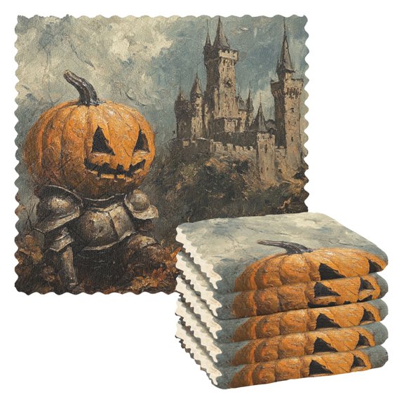Qxltty Pumpkin Knight Kitchen Towels Set of 6 Ultra Soft Absorbent Quick Drying Dish Cloths 11 x 11in