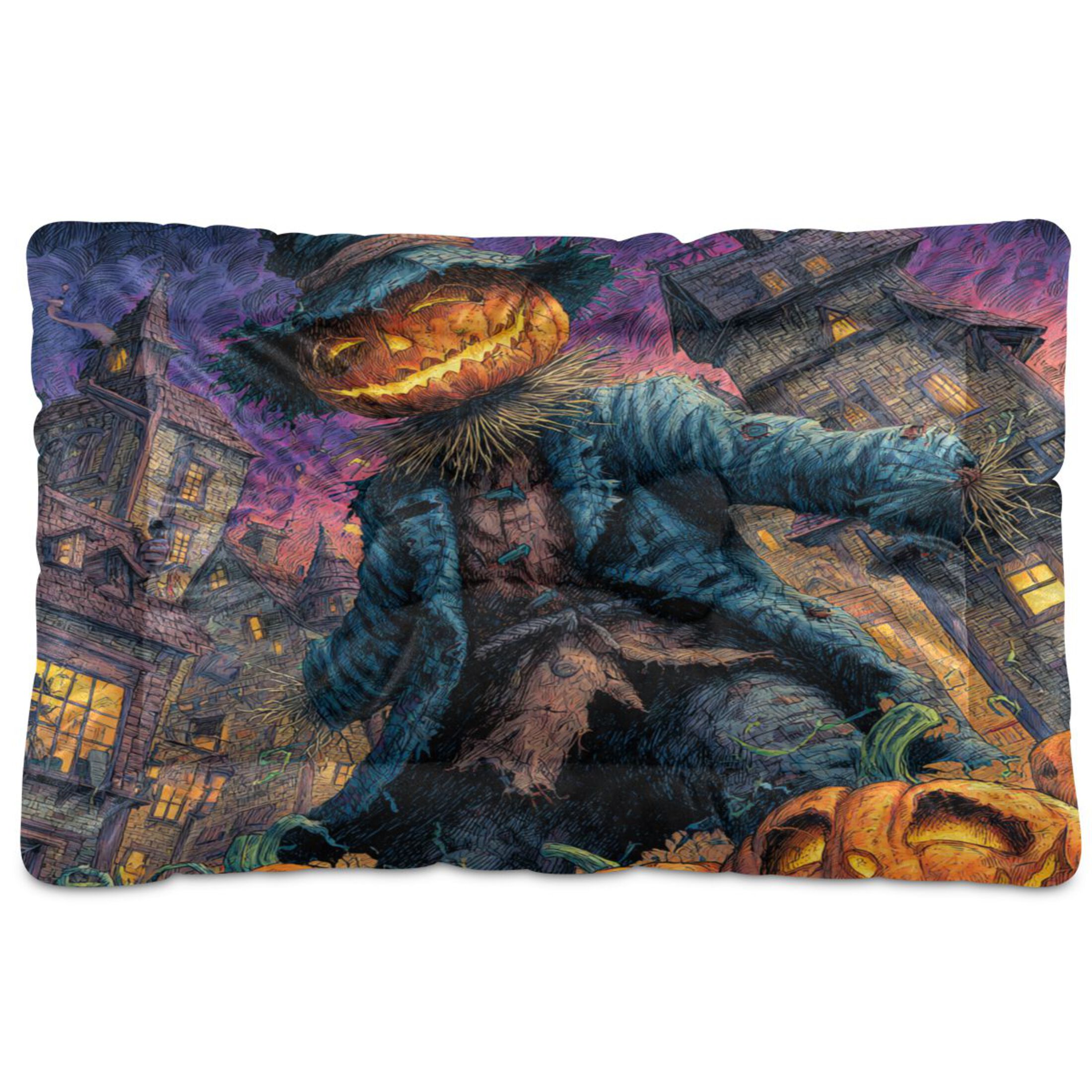 Qxltty Pumpkin Man Ped Pad Wear-resistant and Hard to Bite Through Sleeping Pad for Small Medium Large Dogs Winter Pet Bed 36×24in