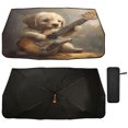 thumbnail image 1 of Qxltty Puppy Playing Guitar Car Windshield Sunshade Umbrella Quality Black Rubberized Fabric Can Effectively Block UV Rays Heat, 1 of 8