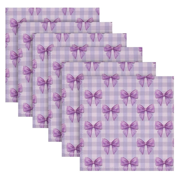 Qxltty Purple Bow Napkins 20×20in Perfect for Parties Dinners Weddings Cocktail Housewarming Cloth Napkins Set of 6