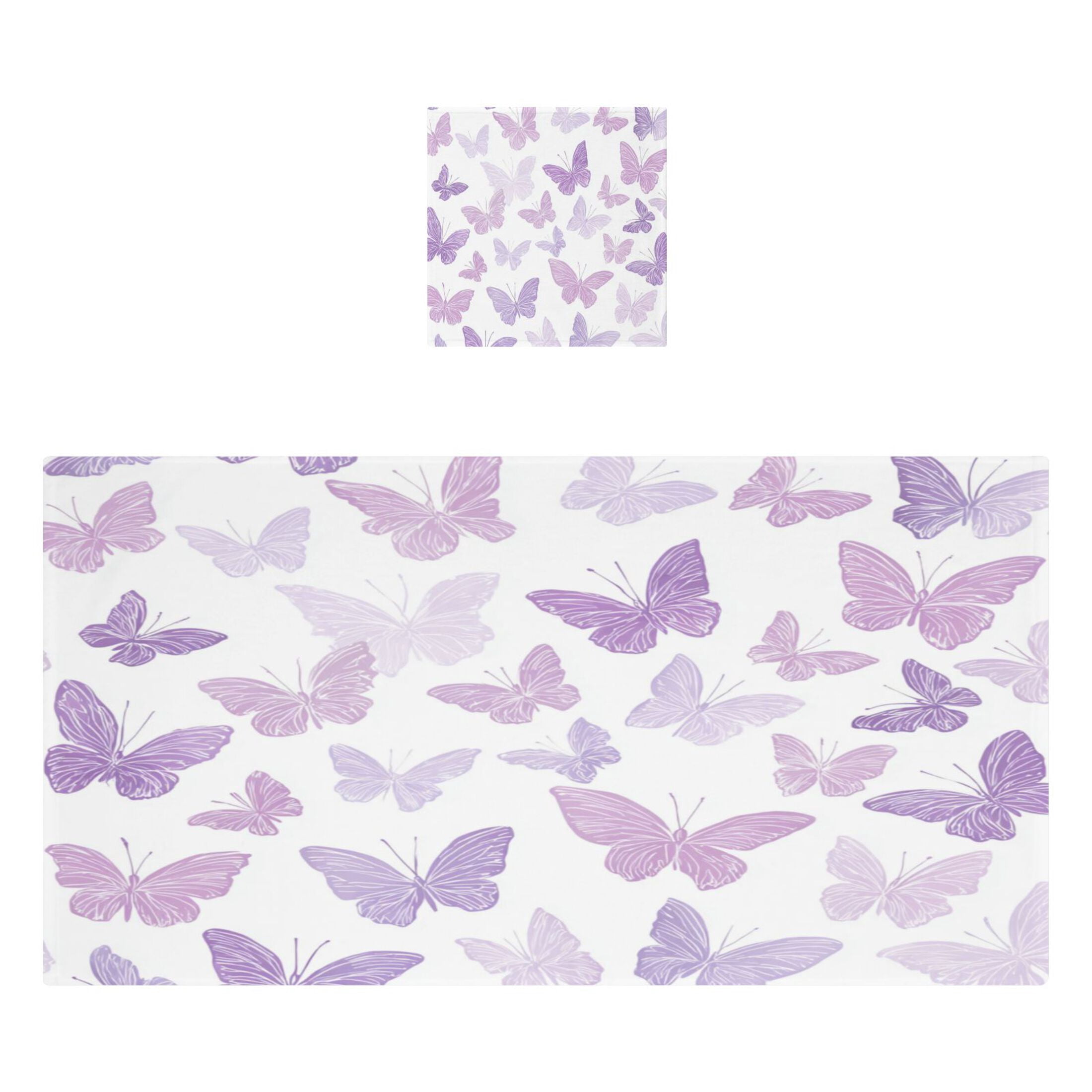 Qxltty Purple Butterfly Bath and Hand Towel Set 100% Cotton Towels for Bathroom Soft Durable and Absorbent
