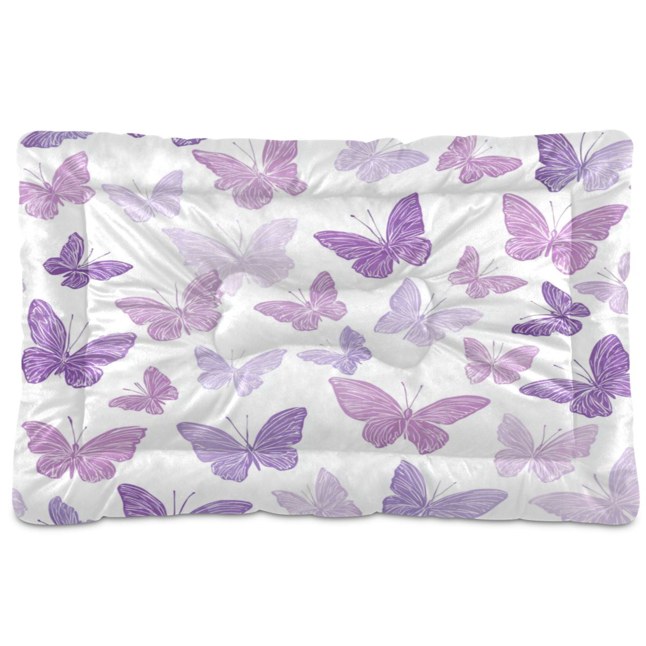 Qxltty Purple Butterfly Ped Pad Wear-resistant and Hard to Bite Through Sleeping Pad for Small Medium Large Dogs Winter Pet Bed 36×24in