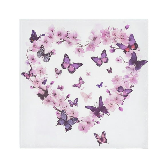 Qxltty Purple Butterfly Pink Floral Napkins 20×20in Perfect for Parties Dinners Weddings Cocktail Housewarming Cloth Napkins Set of 6