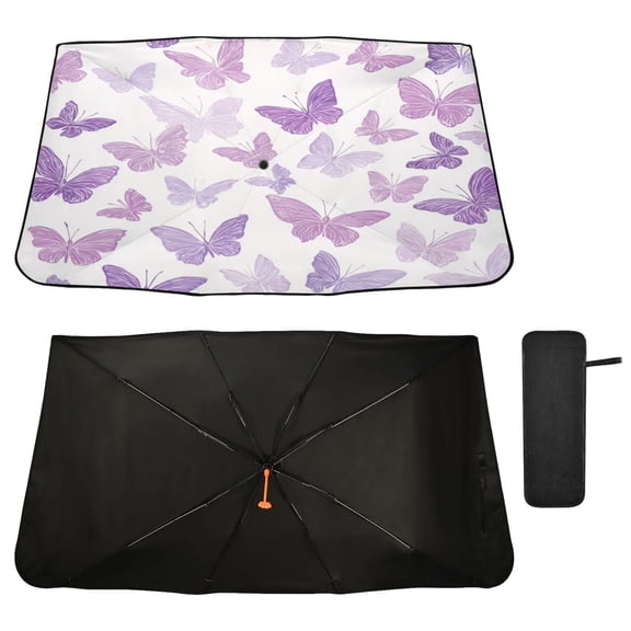 Qxltty Purple Butterfly Windshield Sun Shade Umbrella Protect Car from Sunrays and Heat Damage Keep Cool and Interior