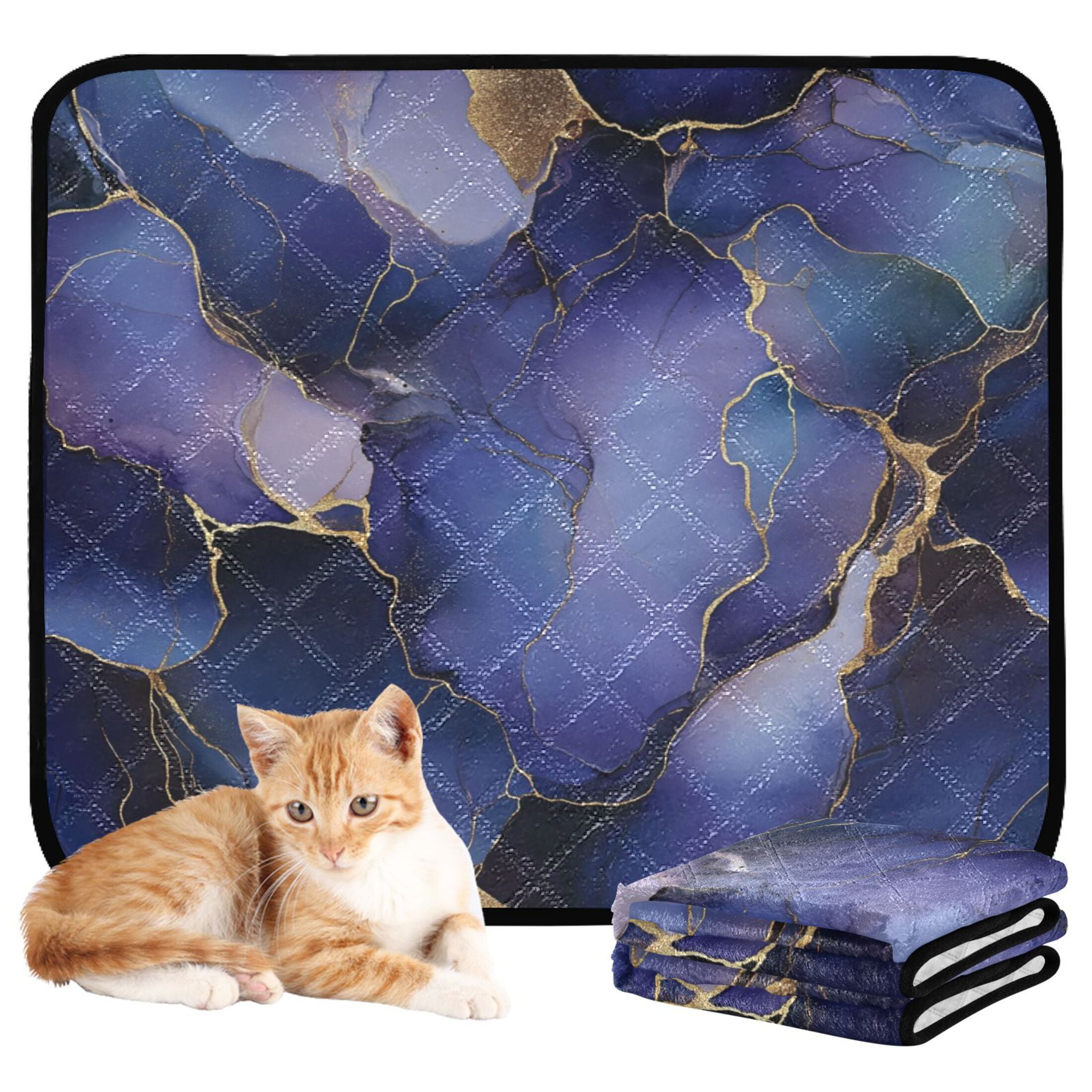 Qxltty Purple Gilt Pattern Cat litter Pads Pet Set of 3 Diaper Mats Center Anti-leakage Layer Absorbent Soft and Comfortable