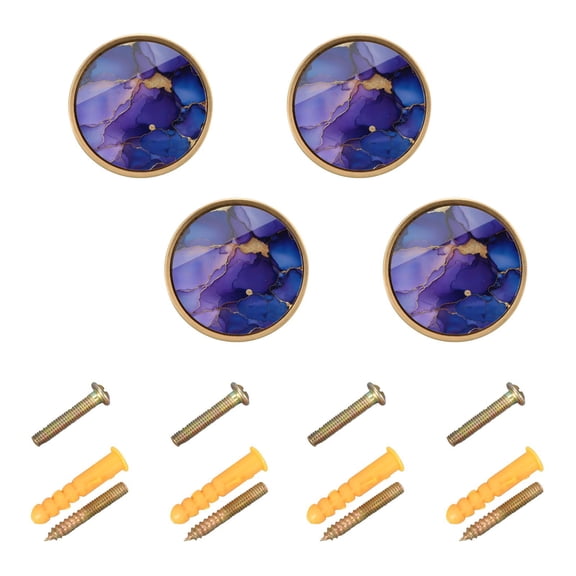 Qxltty Purple Gilt Patterns Cabinet Knobs Kitchen Drawer Knobs Round Door Pulls Dressing Table Wardrobe Closet Knob Handles Decorative Set of 4