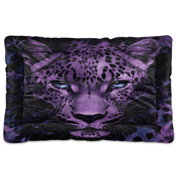 Qxltty Purple Leopard Ped Pad Wear-resistant and Hard to Bite Through Sleeping Pad for Small Medium Large Dogs Winter Pet Bed 24×18in