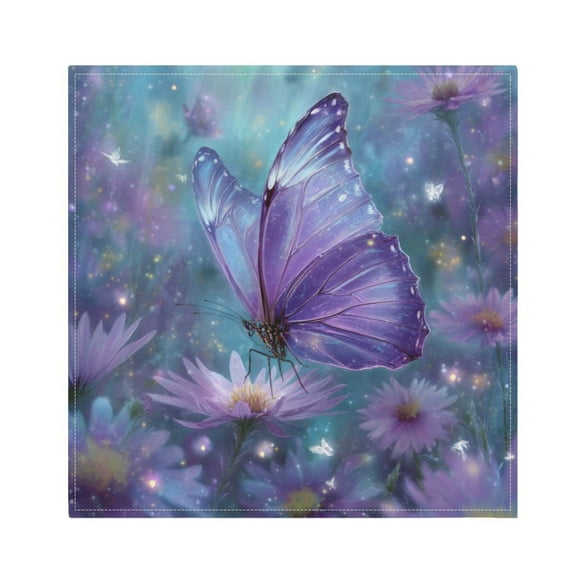 Qxltty Purple Sparkling Butterfly Napkins 20×20in Perfect for Parties Dinners Weddings Cocktail Housewarming Cloth Napkins Set of 6