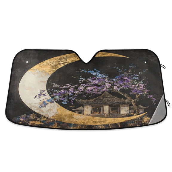 Qxltty Quaint Building Car Windshield Sunshades Foldable UV Rays Sun Visor Protector Keep Your Vehicle Cool 57×31.5in