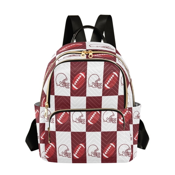 Qxltty Quilted Backpack for Women, Checkerboard Football Travel Daypack with Front Pocket for Casual Daily Use