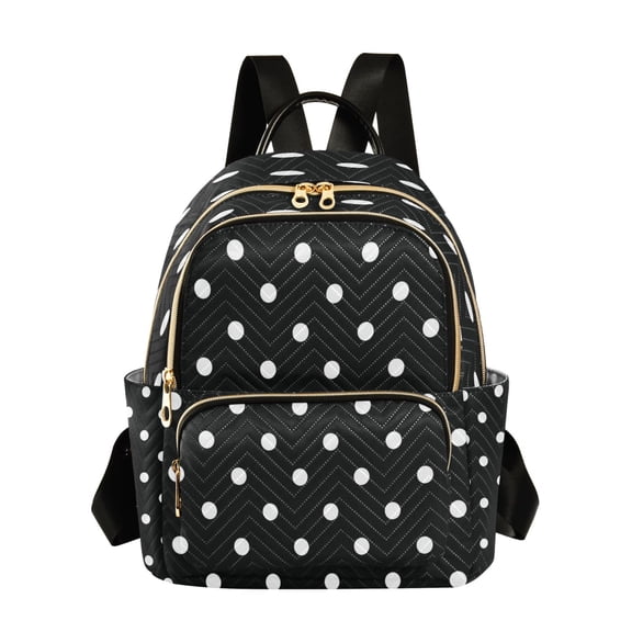 Qxltty Quilted Backpack for Women, Dot Grid Travel Daypack with Front Pocket for Casual Daily Use