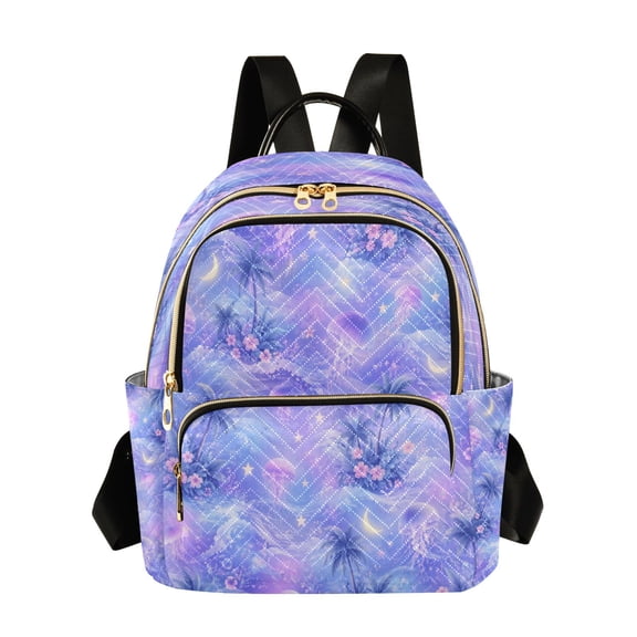 Qxltty Quilted Backpack for Women, Glowing Jellyfish Travel Daypack with Front Pocket for Casual Daily Use