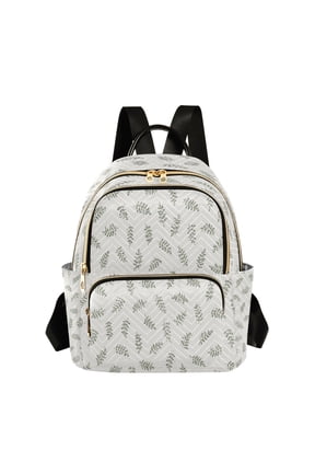 Quilted Backpack for Women, Simple Leaf Travel Daypack with Front Pocket for Casual Daily Use