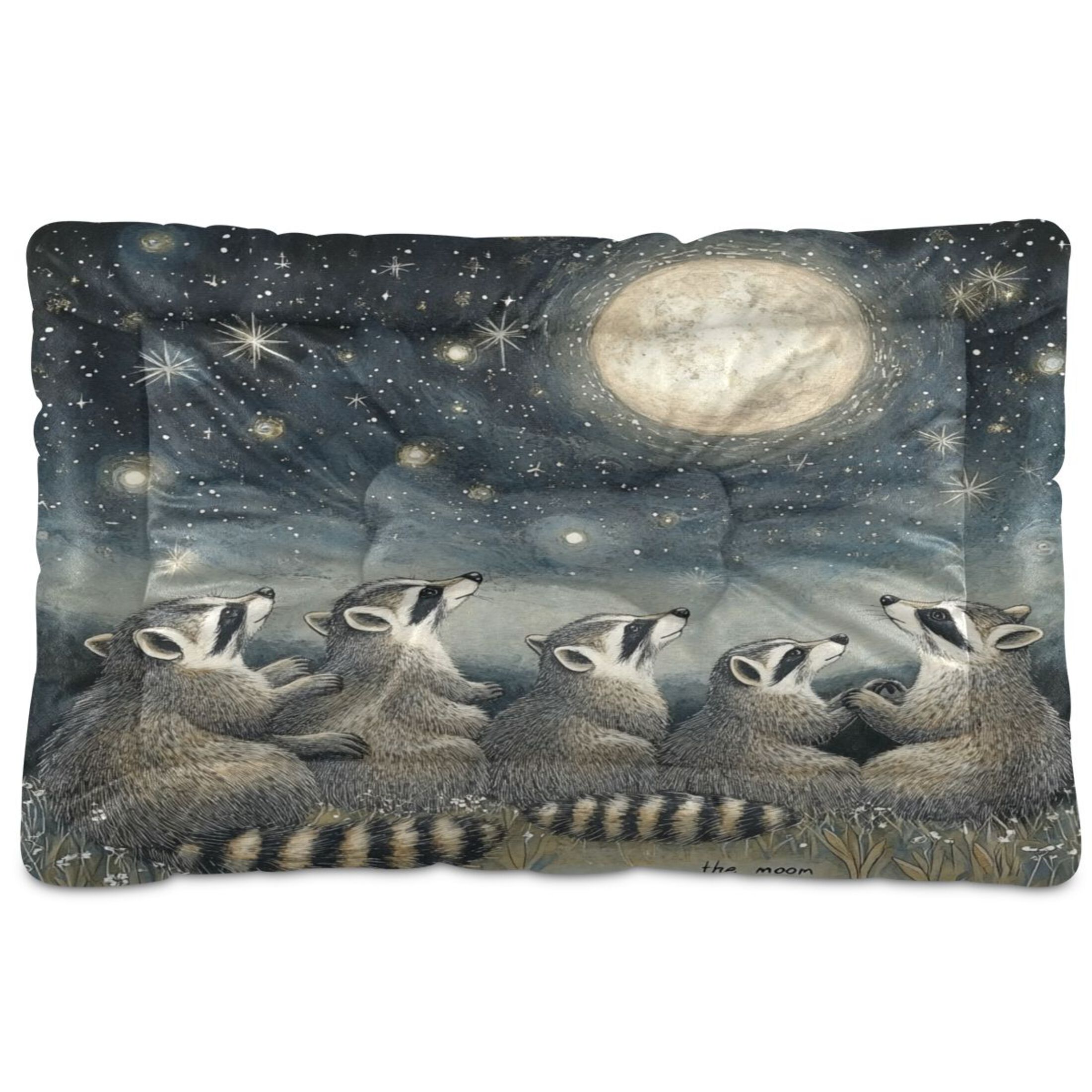 Qxltty Raccoon Watching The Moon Ped Pad Wear-resistant and Hard to Bite Through Sleeping Pad for Small Medium Large Dogs Winter Pet Bed 36×24in