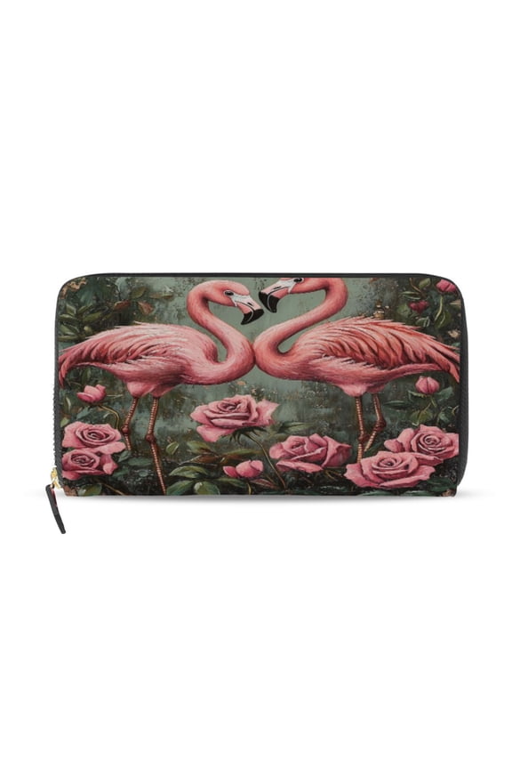 Ragged Pink Flamingo Women's Leather Wallet Fashion Retro Multi Card Holder with Cell Phone Pocket Mothers Day Gifts