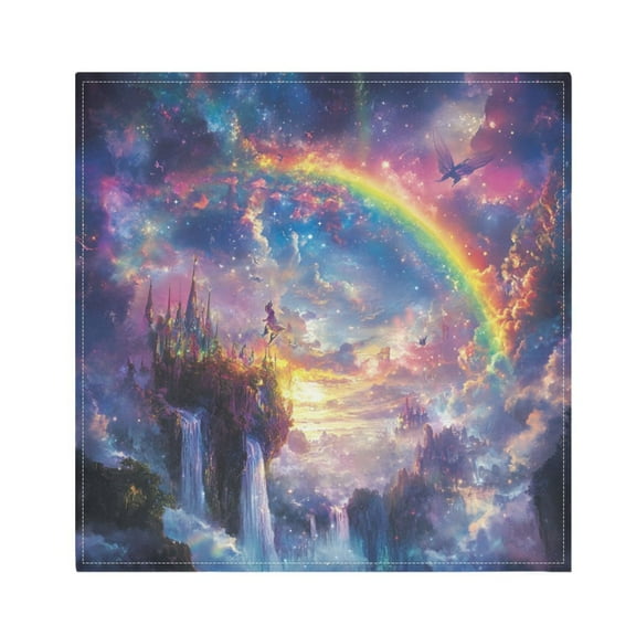 Qxltty Rainbow Fairyland Napkins 20×20in Perfect for Parties Dinners Weddings Cocktail Housewarming Cloth Napkins Set of 6
