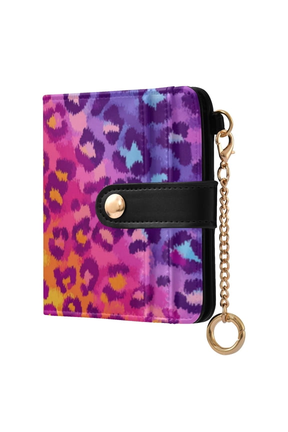 Rainbow Leopard Ladies Wallet Rfid Slim Thin Compact Credit Card Women Wallet Zipper Coin Pocket and ID Window for Female Gifts