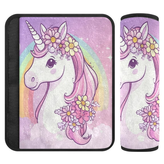 Qxltty Rainbow Pony Car Seat Strap Pads are Soft and Snug Fitting for All Cars Backpacks Pushchair