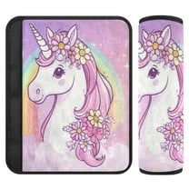 Qxltty Rainbow Pony Car Seat Strap Pads are Soft and Snug Fitting for All Cars Backpacks Pushchair