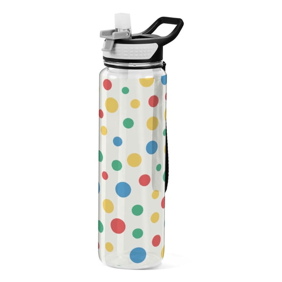 Qxltty Rainbow Spots Water Bottle 32 oz with Straw BPA Free Reusable Fitness Sport Bottle Perfect for Travel School Outdoors and Gym