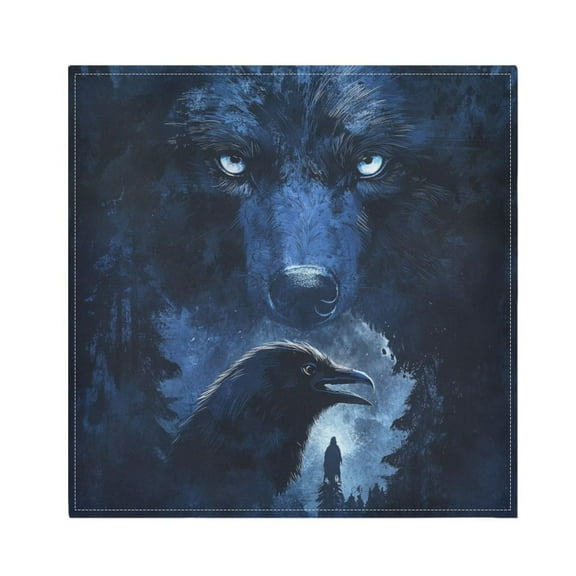 Qxltty Raven Wolf in The Moonlight Napkins 20×20in Perfect for Parties Dinners Weddings Cocktail Housewarming Cloth Napkins Set of 6