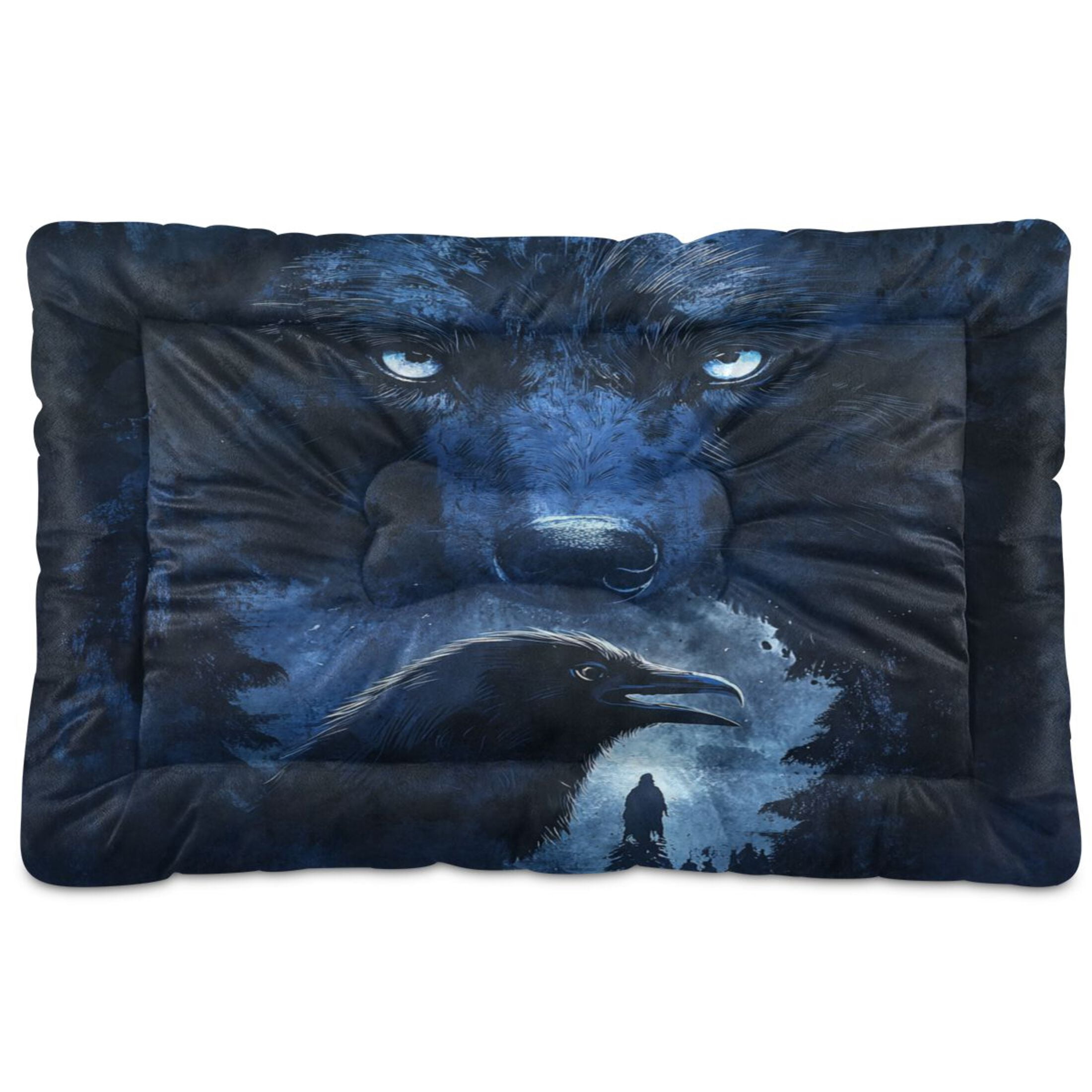 Qxltty Raven Wolf in The Moonlight Ped Pad Wear-resistant and Hard to Bite Through Sleeping Pad for Small Medium Large Dogs Winter Pet Bed 36×24in