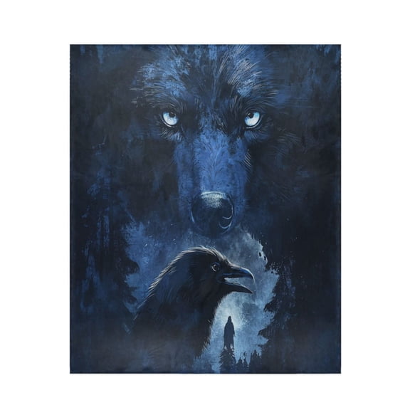 Qxltty Raven Wolf in The Moonlight Soft Cozy Fluffy Blankets for Couch Sofa Chair Bed Camping Picnic Travel Lightweight Bed 50×60inch