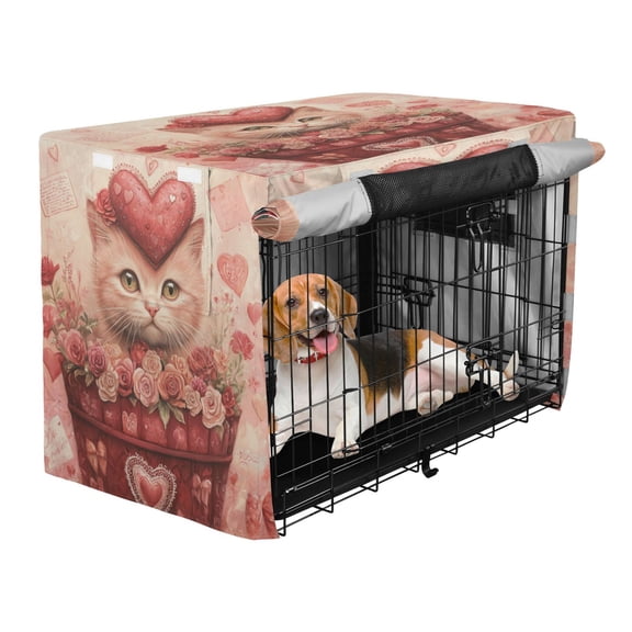 Qxltty Red Basket Cat Crate Cover Durable Oxford Cloth Pet Kennel Sunshade Universal Fit for 47in Wire Cage