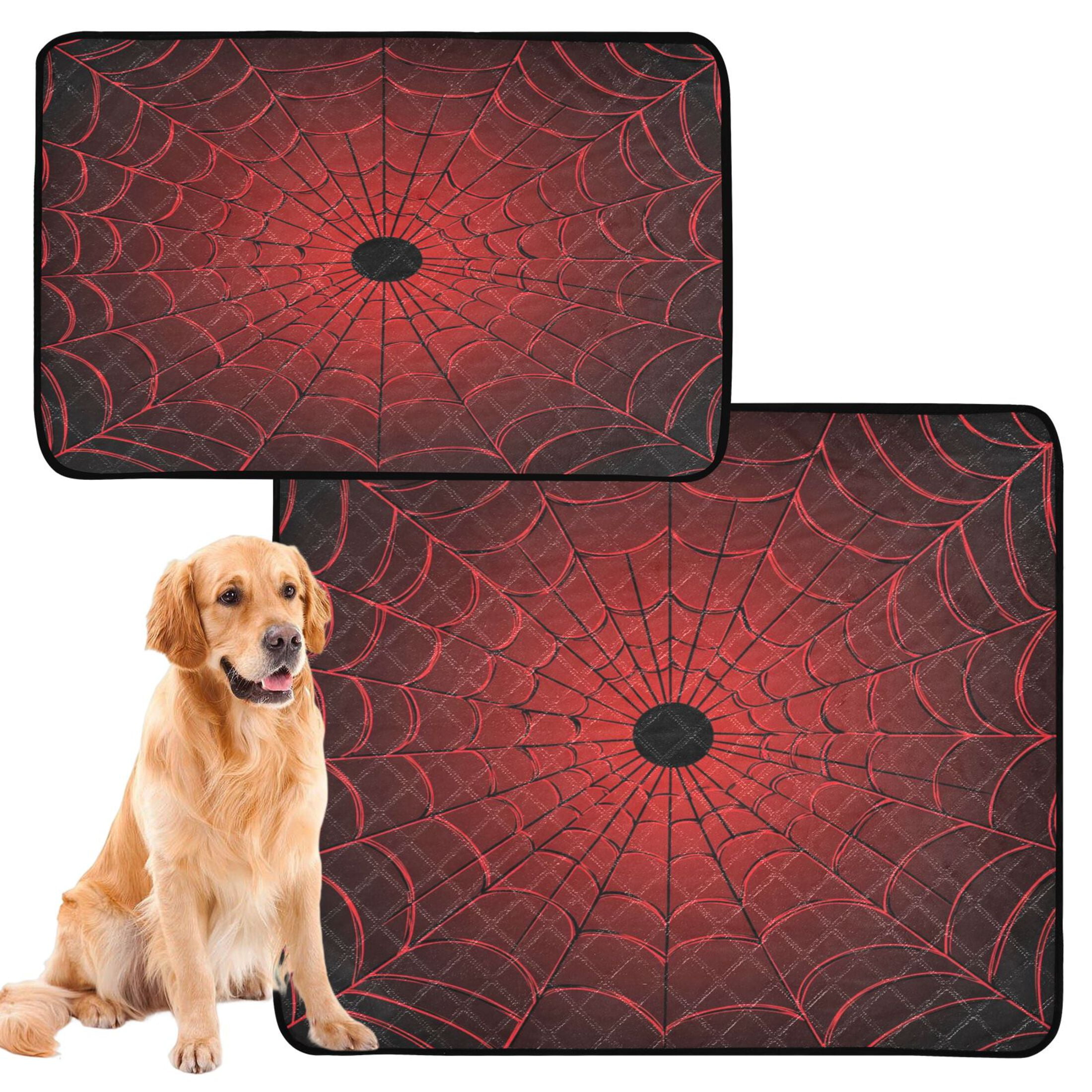 Qxltty Red Cobweb Cat litter Pads Pet Set of 2 Diaper Mats Center Anti-leakage Layer Absorbent Soft and Comfortable