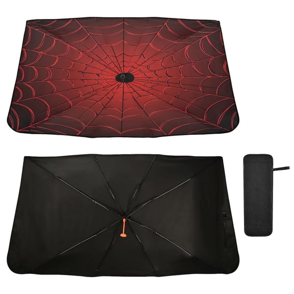 Qxltty Red Cobweb Windshield Sun Shade Umbrella Protect Car from Sunrays and Heat Damage Keep Cool and Interior