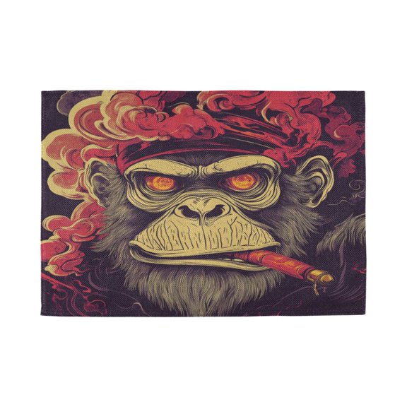 Qxltty Red Eyes Orangutan Pattern Placemats Set of 1 Heat Resistant Non-Slip Place mat for Dining Table Washable Durable Polyester Woven Table Decorations