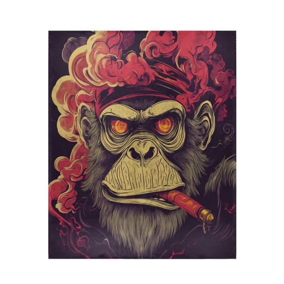 Qxltty Red Eyes Orangutan Pattern Soft Cozy Fluffy Blankets for Couch Sofa Chair Bed Camping Picnic Travel Lightweight Bed 5060inch