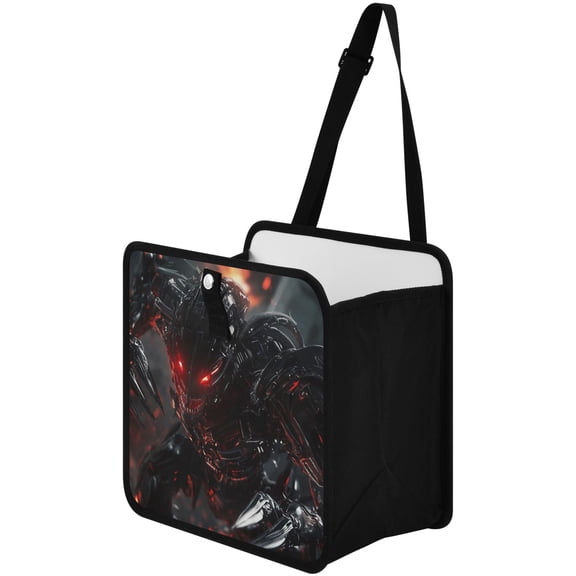 Qxltty Red Eyes Robot Car Dumpster Collapsible Rear Seat Suspension Trash for Front Seat Center Console in Vehicle