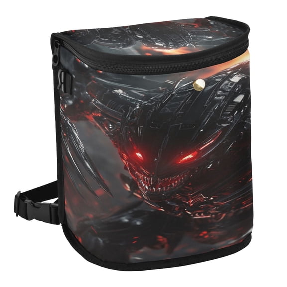 Qxltty Red Eyes Robot Car Trash Can with Lid Vehicle Backseat Hanging Leak Proof Storage Bin