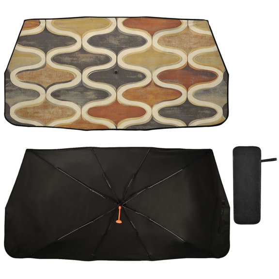 Qxltty Retro Carpet Car Windshield Sunshade Umbrella Quality Black Rubberized Fabric Can Effectively Block UV Rays Heat