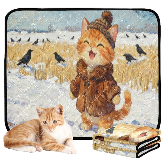 Qxltty Rice Field Kittens Cat litter Pads Pet Set of 3 Diaper Mats Center Anti-leakage Layer Absorbent Soft and Comfortable