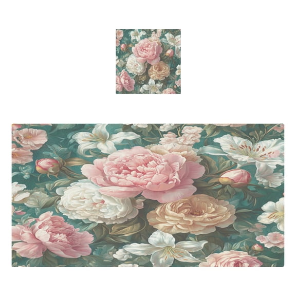 Qxltty Rococo Floral Bath and Hand Towel Set 100% Cotton Towels for Bathroom Soft Durable and Absorbent