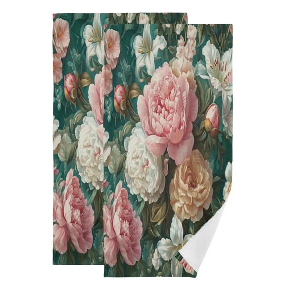 Qxltty Rococo Floral Face Towel Set of 2 Polyester Cotton Soft Bath Towels for Bathroom Kitchen Hotel Spa 28.3x14.4in