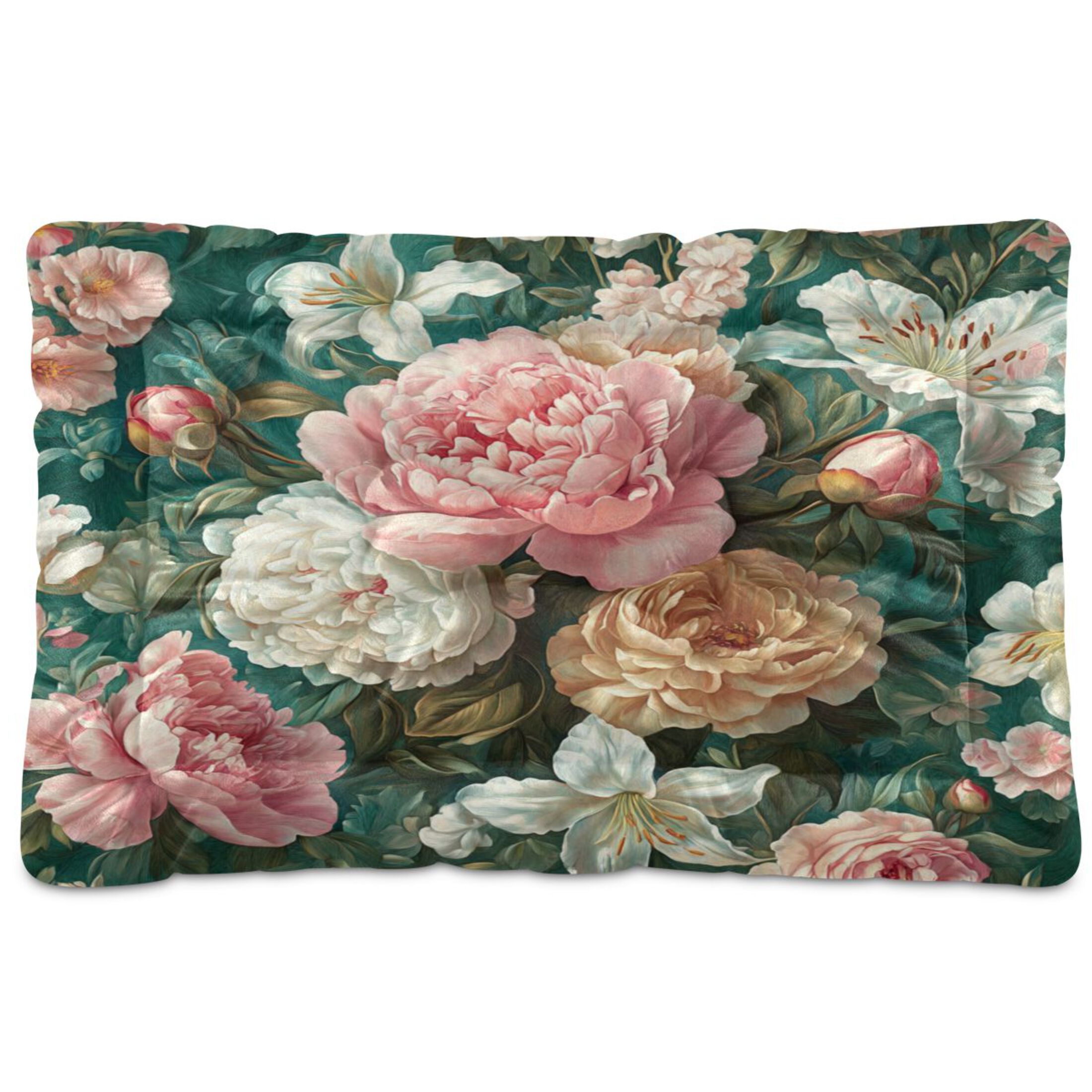Qxltty Rococo Floral Ped Pad Wear-resistant and Hard to Bite Through Sleeping Pad for Small Medium Large Dogs Winter Pet Bed 36×24in
