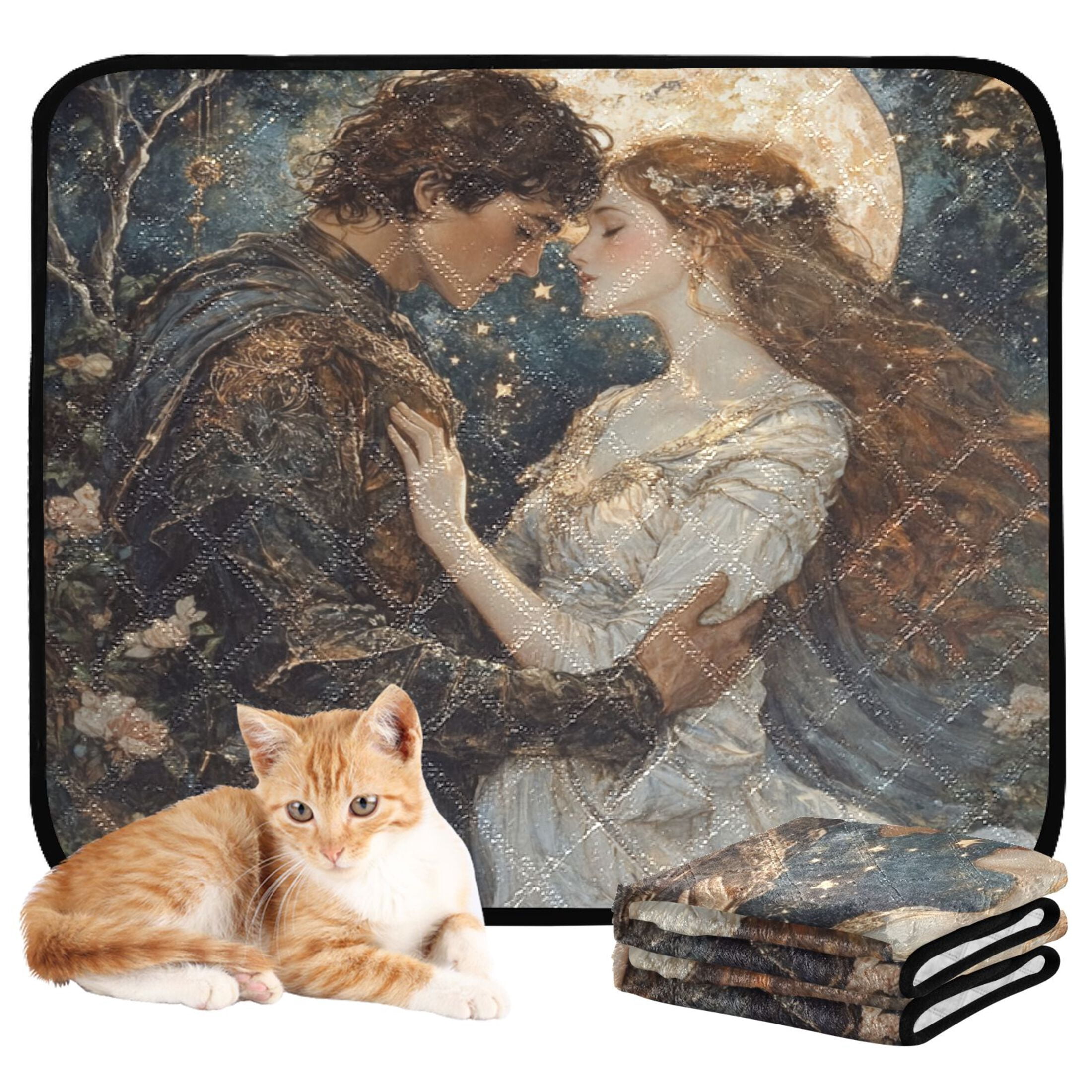 Qxltty Romantic Dating Cat litter Pads Pet Set of 3 Diaper Mats Center Anti-leakage Layer Absorbent Soft and Comfortable