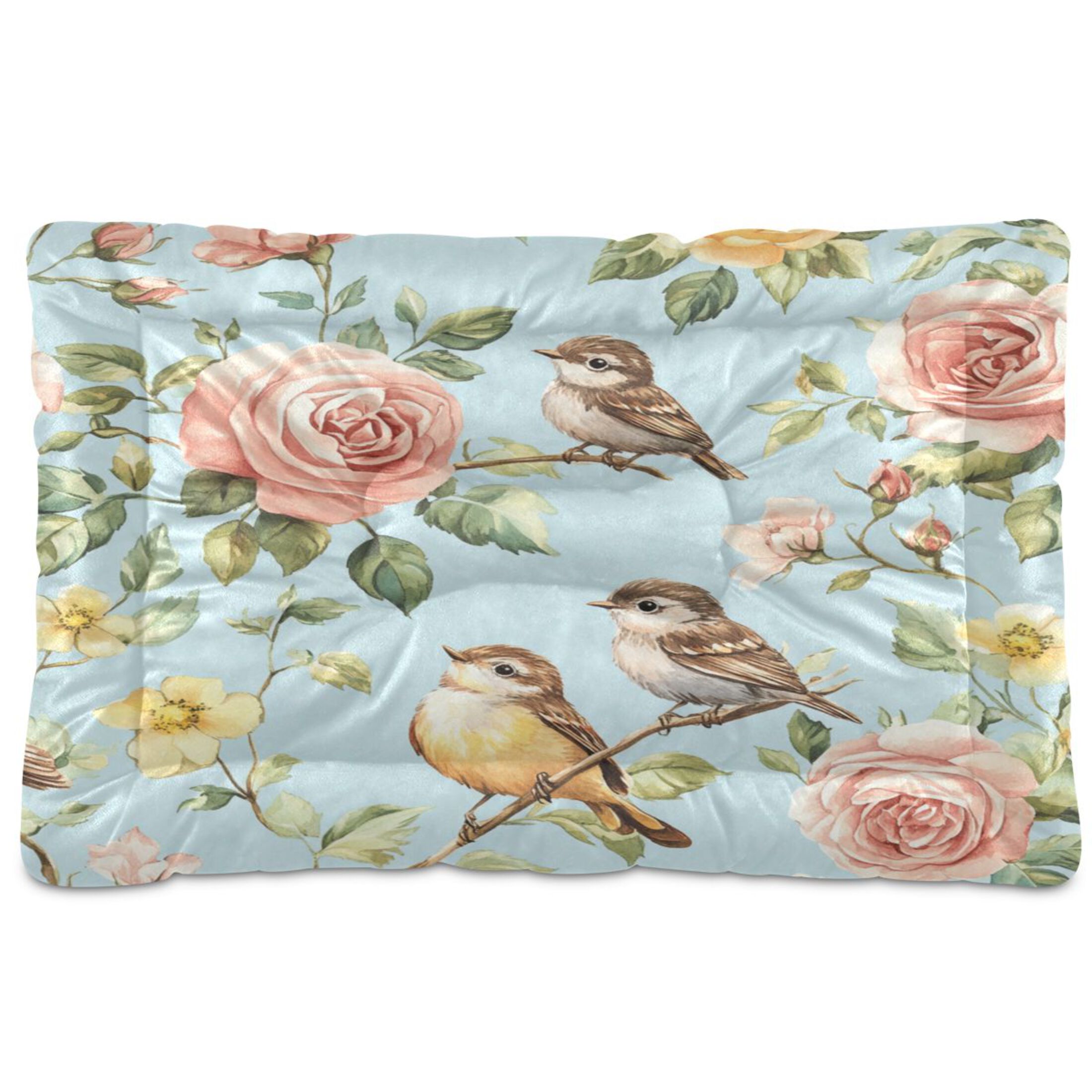 Qxltty Rose Sparrow Drawing Ped Pad Wear-resistant and Hard to Bite Through Sleeping Pad for Small Medium Large Dogs Winter Pet Bed 36×24in