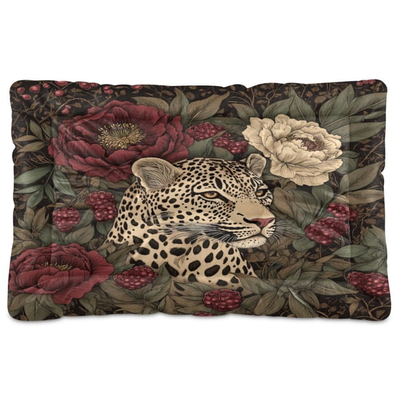 Qxltty Roses Leopard Ped Pad Wear-resistant and Hard to Bite Through Sleeping Pad for Small Medium Large Dogs Winter Pet Bed 24×18in