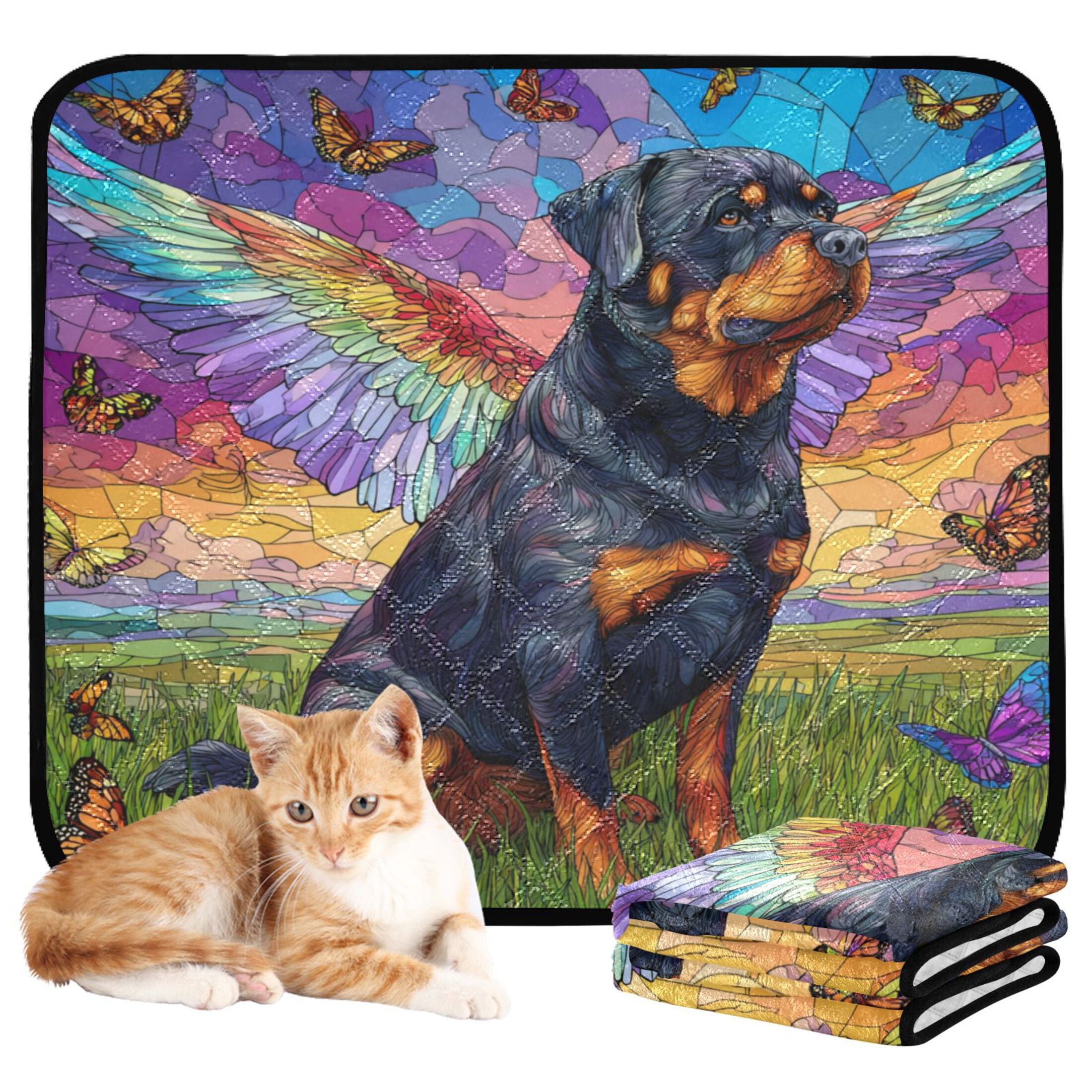 Qxltty Rottweiler Dog Cat litter Pads Pet Set of 3 Diaper Mats Center Anti-leakage Layer Absorbent Soft and Comfortable