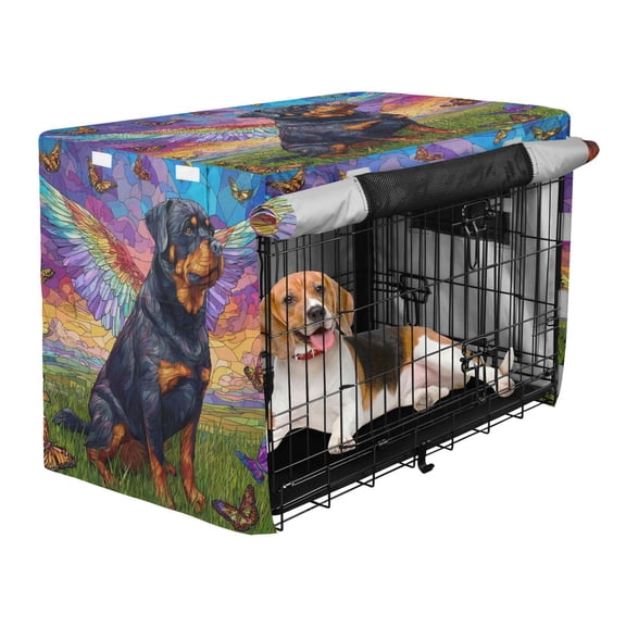Qxltty Rottweiler Dog Crate Cover Durable Oxford Cloth Pet Kennel Sunshade Universal Fit for 47in Wire Cage