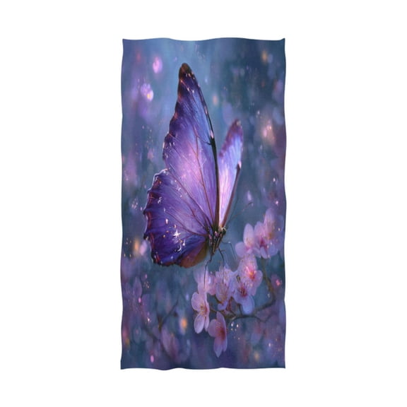 Qxltty Sakura Purple Butterfly Extra Large Bath Towel 32"x64" Super Soft Highly Absorbent Quick Dry Shower Towel for Hotel Bathroom Guest Spa Gym