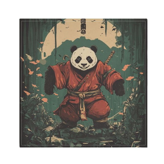 Qxltty Samurai Panda Pattern Napkins 20×20in Perfect for Parties Dinners Weddings Cocktail Housewarming Cloth Napkins Set of 4