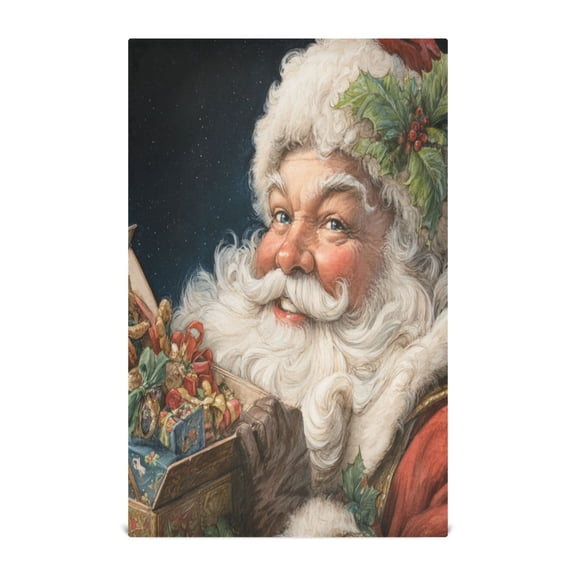 Qxltty Santa Claus Kitchen Towels 28 x 18 Inch Soft Cotton Linen Feel Dish Towels with Hanging Loop for Drying, Cleaning & Decor