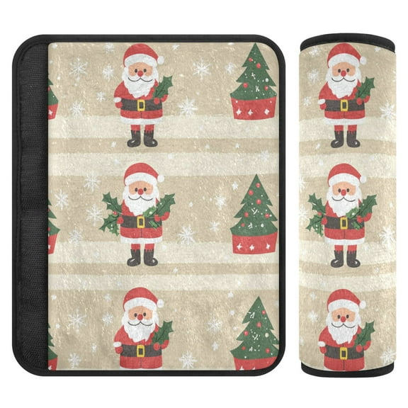 Qxltty Santa Claus and Christmas Tree Patterns Car Seat Strap Pads are Soft and Snug Fitting for All Cars Backpacks Pushchair