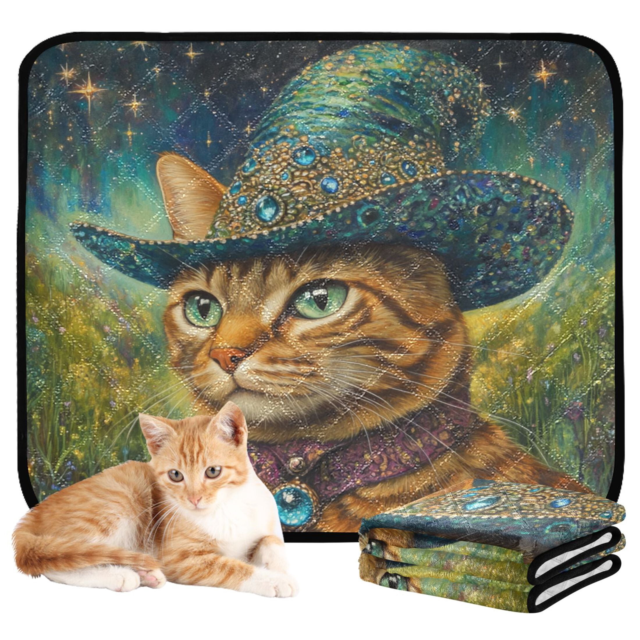 Qxltty Sapphire Hat Kitty Cat litter Pads Pet Set of 3 Diaper Mats Center Anti-leakage Layer Absorbent Soft and Comfortable